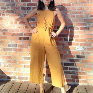anthropologie linen jumpsuit
